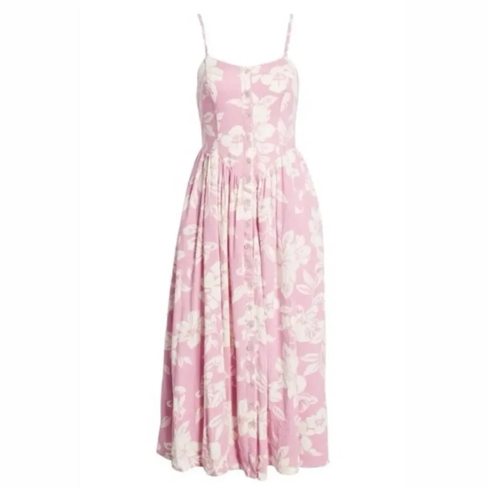 NWT Free People The Perfect Sundress Size XS Pink White Floral Linen Maxi Dress - Picture 10 of 10